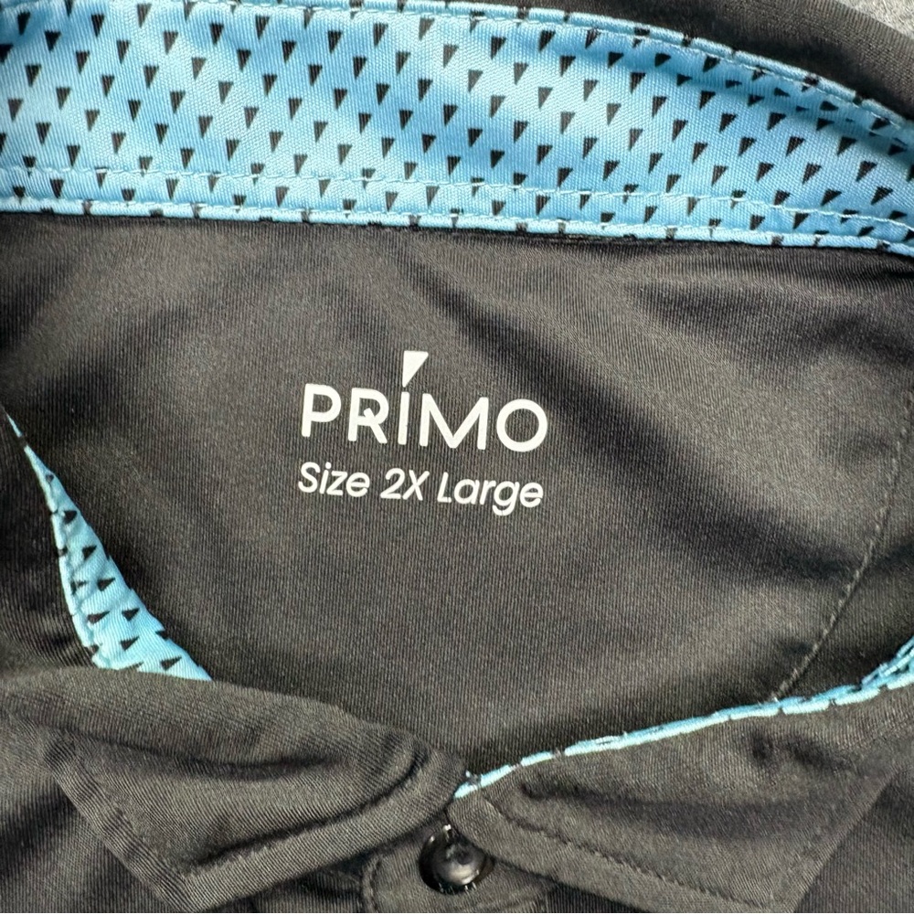 Primo Golf Polo Shirt Mens 2XL XXL Black Button Down Performance Stretch - Picture 5 of 8